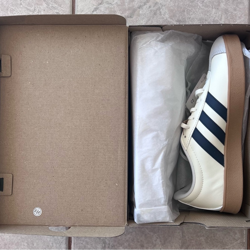 Adidas Women's Size 8 or Men's Size 6.5 Cream and Black Sneakers